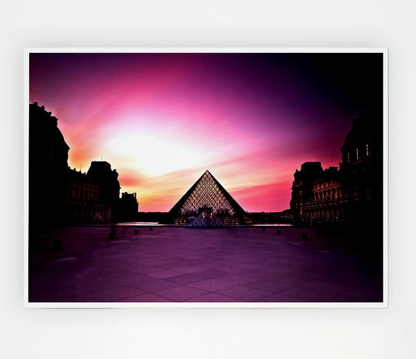 Louvre Museum At Sunset Print Poster Wall Art