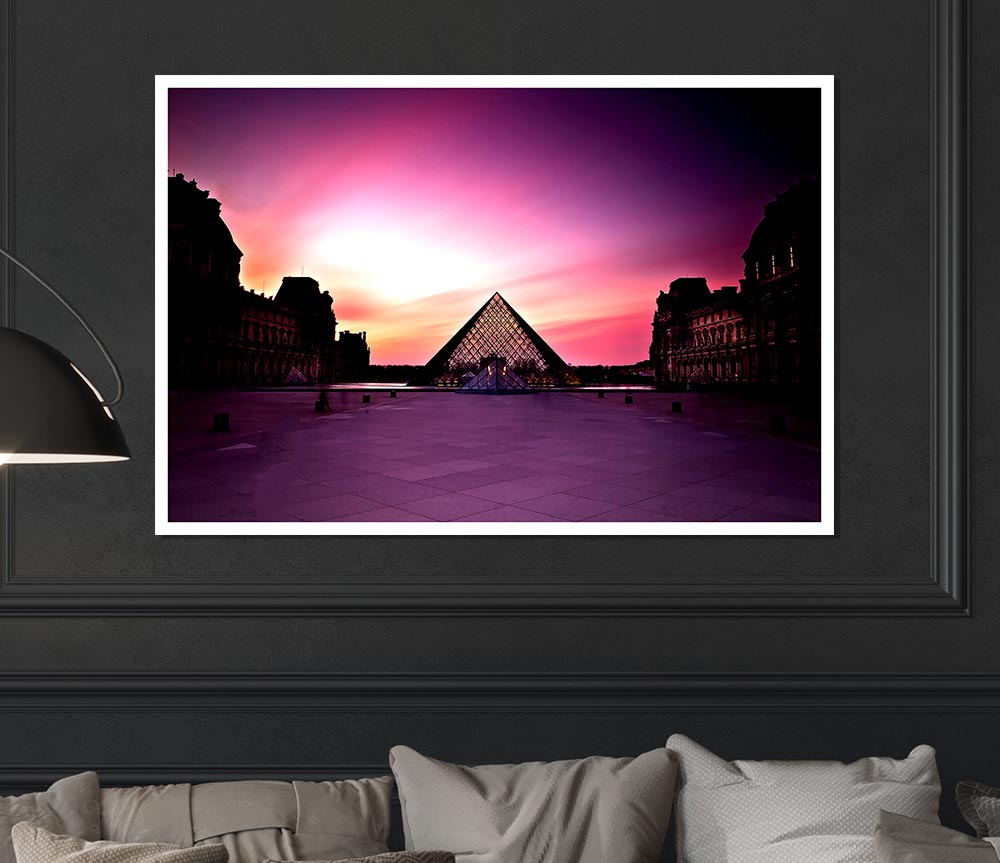 Louvre Museum At Sunset Print Poster Wall Art