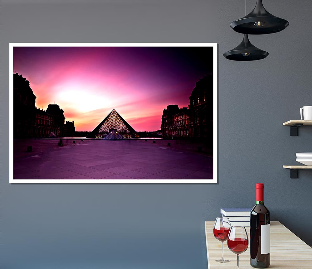 Louvre Museum At Sunset Print Poster Wall Art