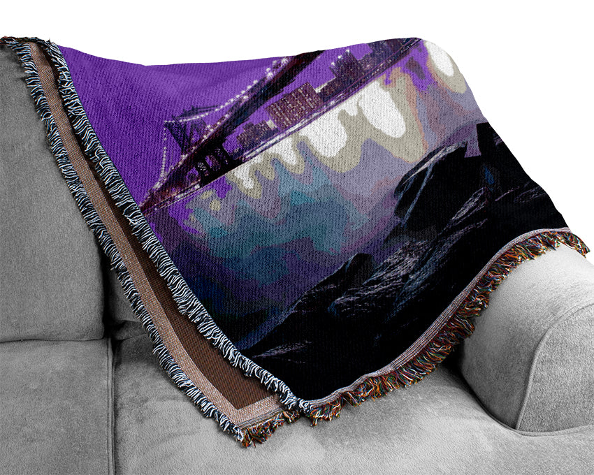 Manhattan Bridge New York City Woven Blanket