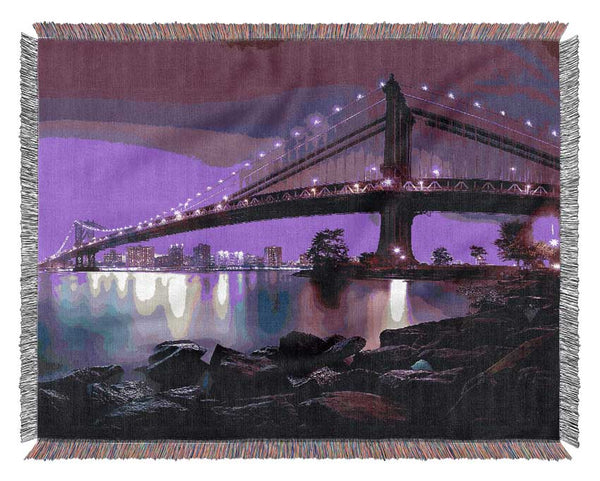 Manhattan Bridge New York City Woven Blanket