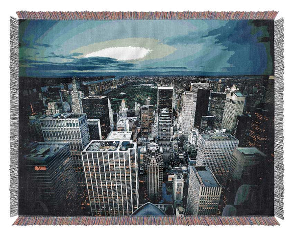 Manhattan New York Usa Woven Blanket