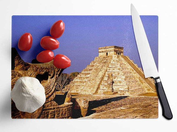 Mexico Pyramids Glass Chopping Board