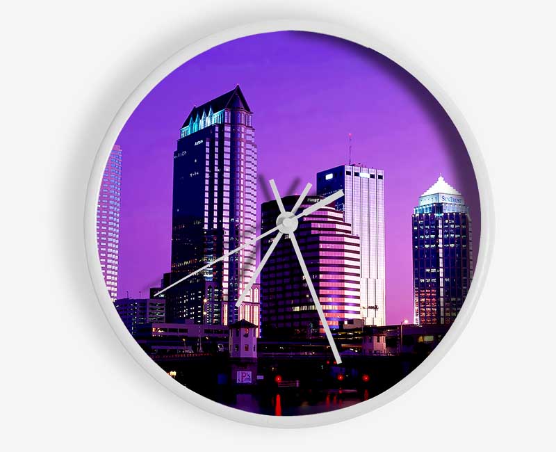 Miami Purple Nights Clock - Wallart-Direct UK