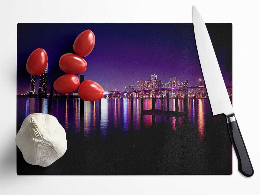 Miami Skyline Glass Chopping Board