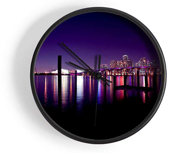 Miami Skyline Clock - Wallart-Direct UK