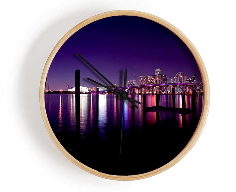 Miami Skyline Clock - Wallart-Direct UK