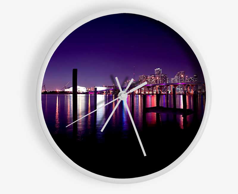 Miami Skyline Clock - Wallart-Direct UK