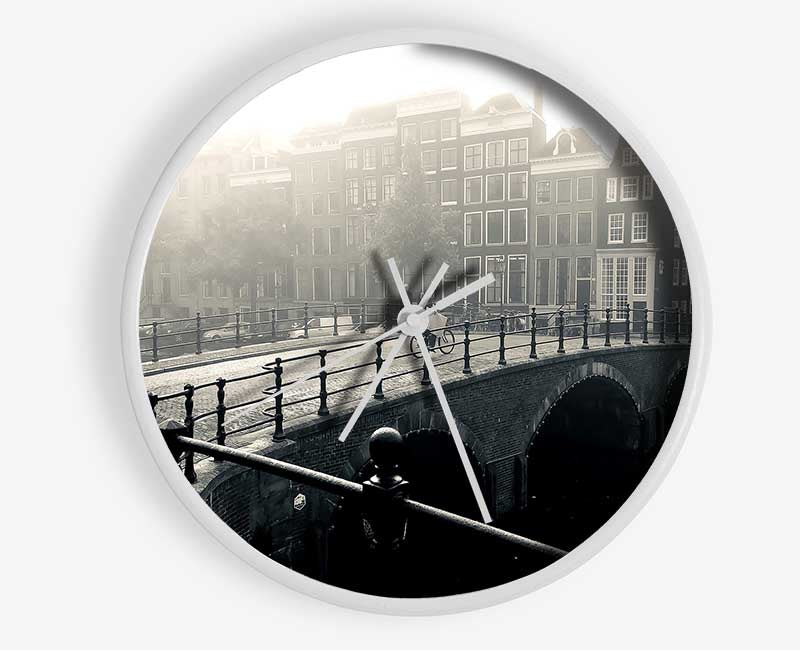 Misty Amsterdam Clock - Wallart-Direct UK