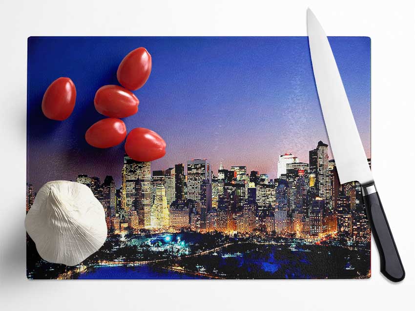 Moon Over Manhattan Glass Chopping Board