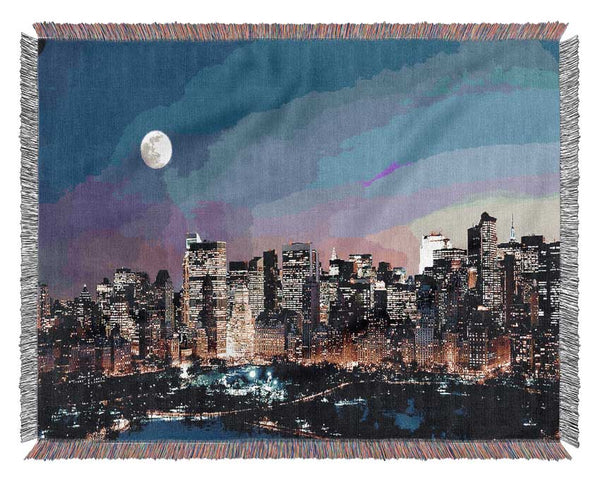 Moon Over Manhattan Woven Blanket