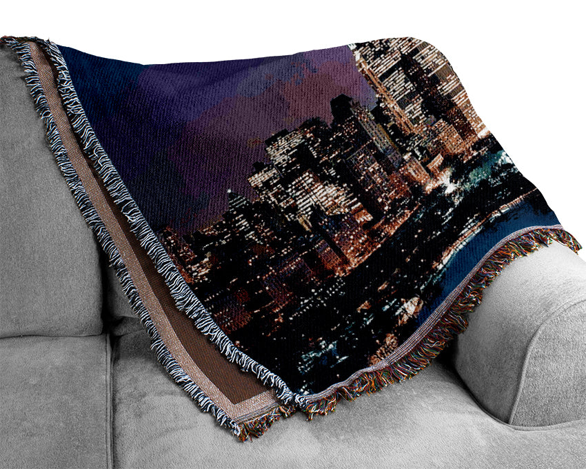 Moon Over Manhattan Woven Blanket