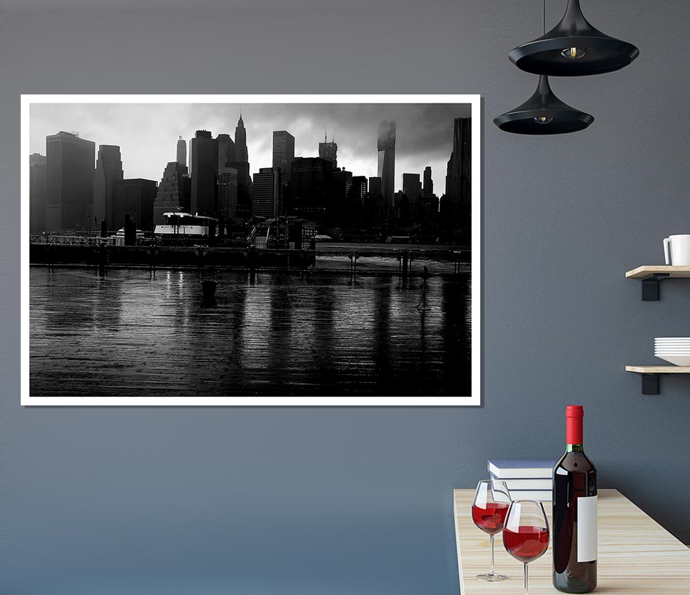 Hudson River New York B N W Print Poster Wall Art