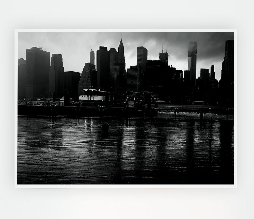 Hudson River New York B N W Print Poster Wall Art