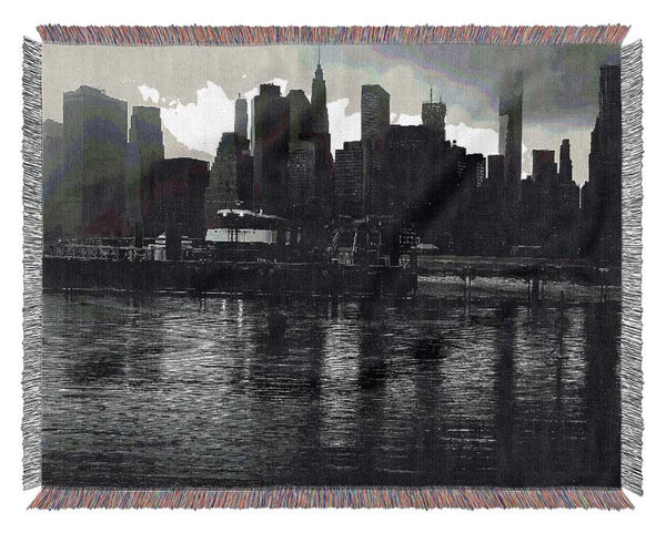 Hudson River New York B n W Woven Blanket