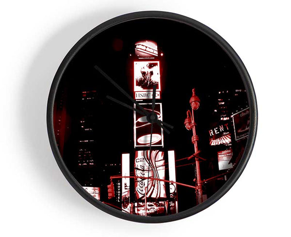 New York 5Th Avenue Red Clock - Wallart-Direct UK