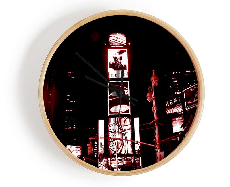 New York 5Th Avenue Red Clock - Wallart-Direct UK