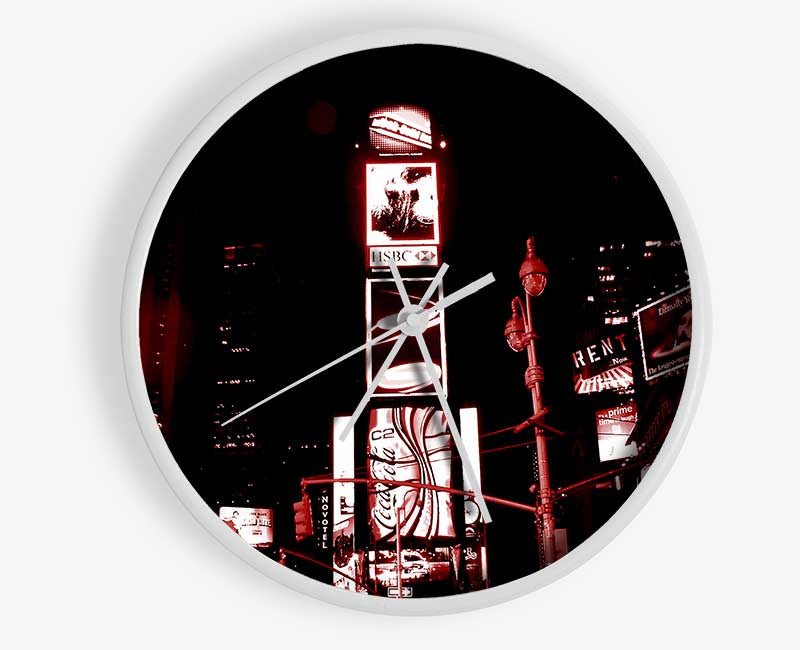 New York 5Th Avenue Red Clock - Wallart-Direct UK