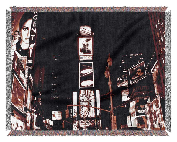 New York 5Th Avenue Red Woven Blanket