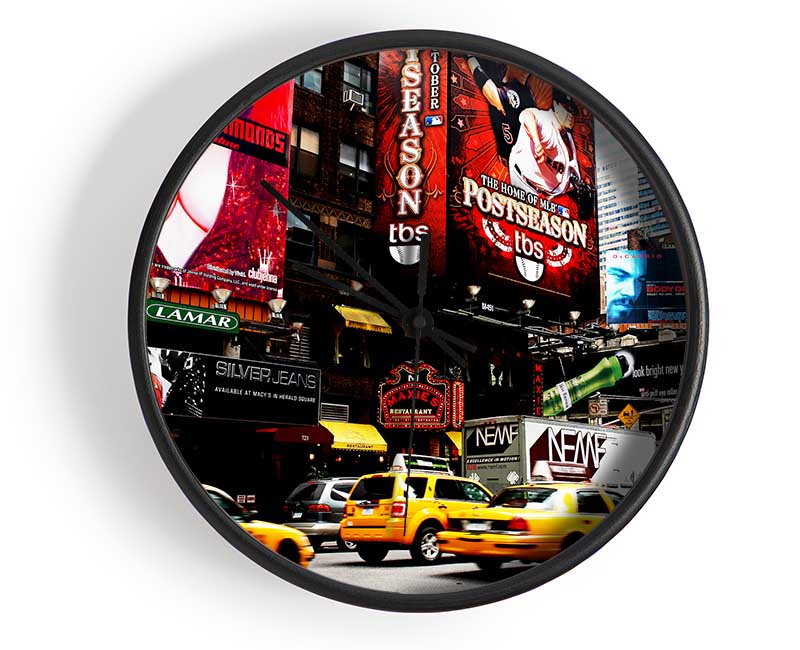 New York Yellow Cabs On Broadway By Day Clock - Wallart-Direct UK