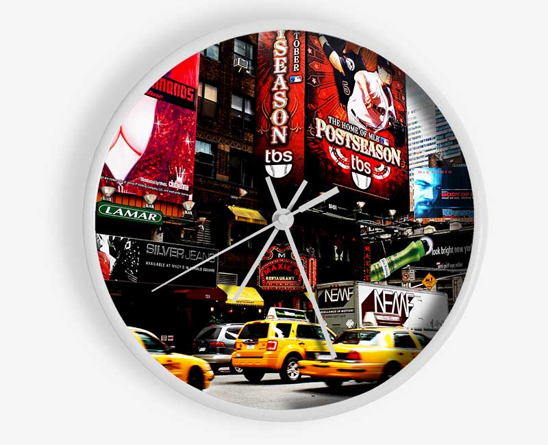 New York Yellow Cabs On Broadway By Day Clock - Wallart-Direct UK