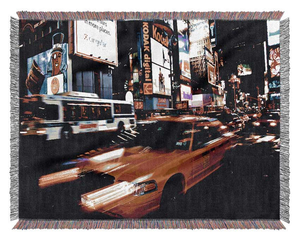 New York Broadway Cabs Woven Blanket