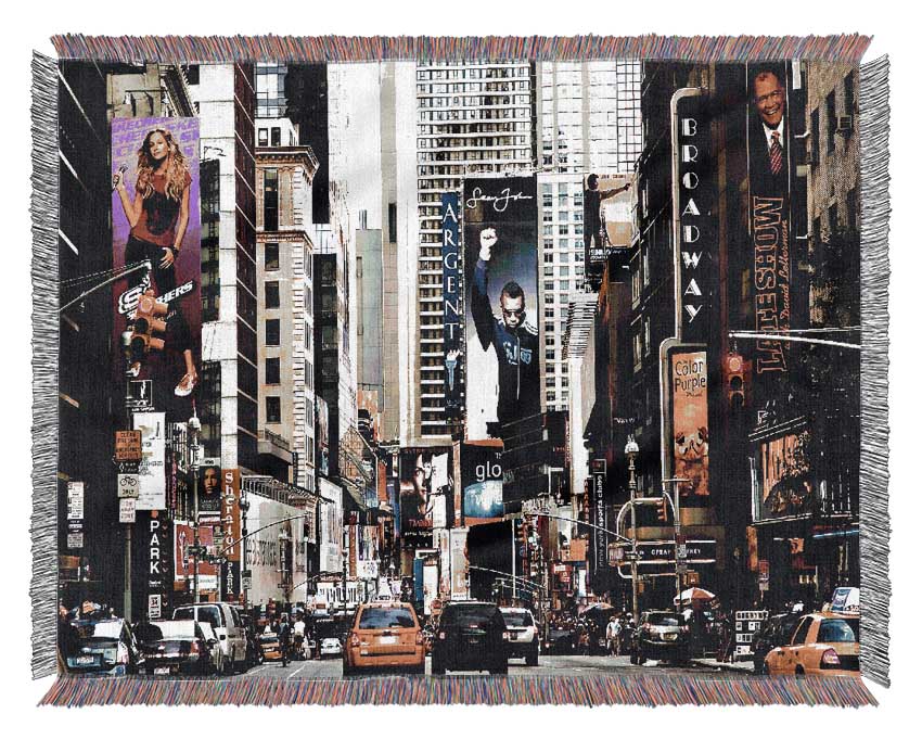 New York Broadway Days Woven Blanket