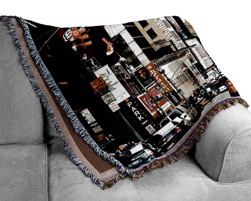 New York Broadway Days Woven Blanket