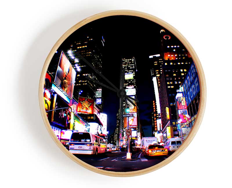 New York Broadway Yellow Cabs Clock - Wallart-Direct UK