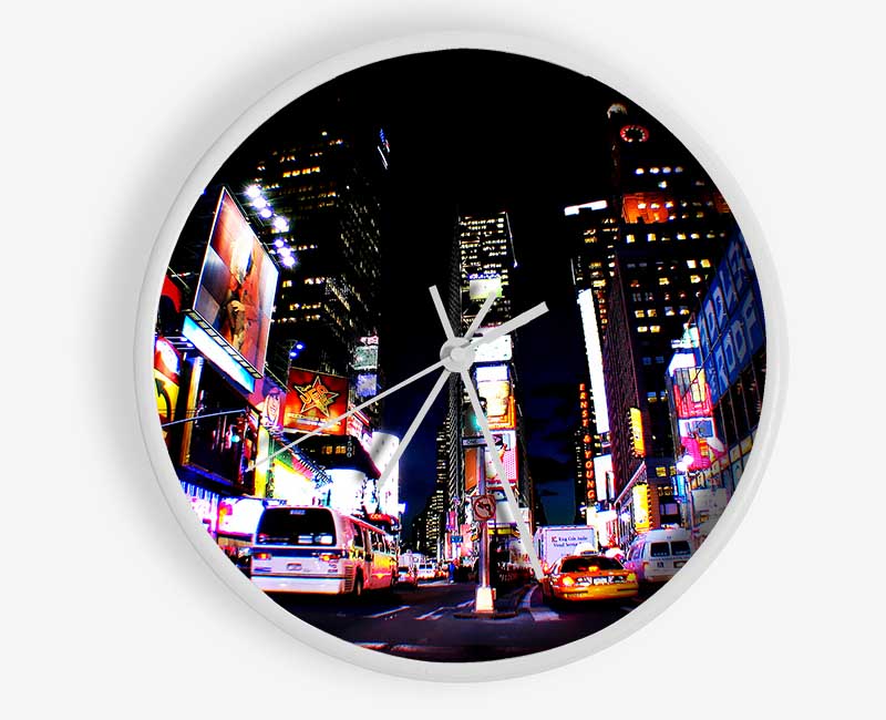 New York Broadway Yellow Cabs Clock - Wallart-Direct UK