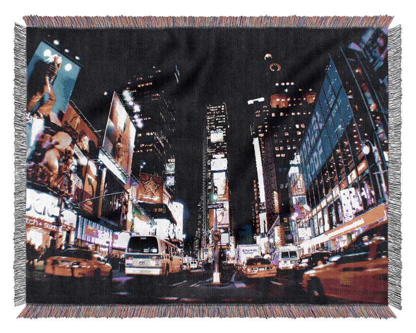 New York Broadway Yellow Cabs Woven Blanket