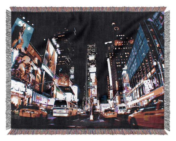 New York Broadway Yellow Cabs Woven Blanket