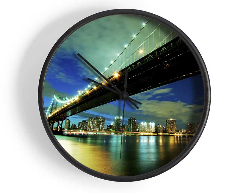 New York Brooklyn Bridge From Below Clock - Wallart-Direct UK