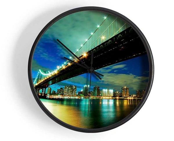 New York Brooklyn Bridge From Below Clock - Wallart-Direct UK