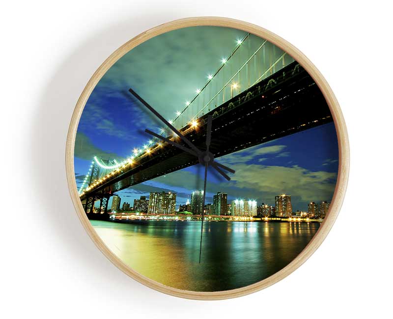 New York Brooklyn Bridge From Below Clock - Wallart-Direct UK