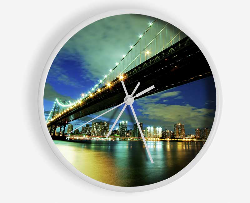 New York Brooklyn Bridge From Below Clock - Wallart-Direct UK