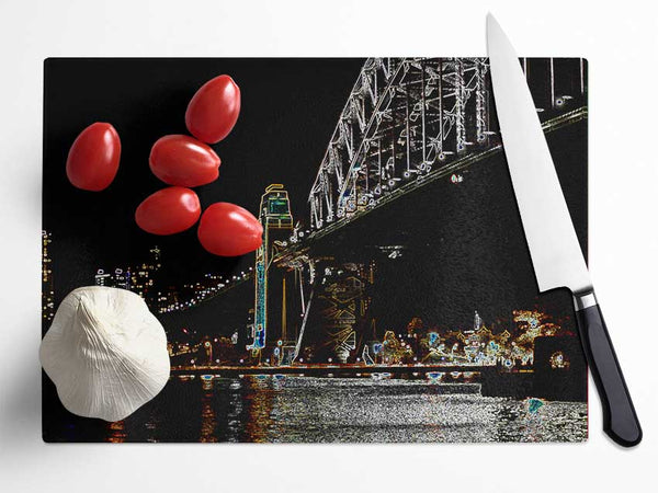 New York Brooklyn Bridge Glass Chopping Board