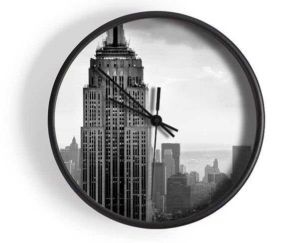 New York City Empire State B n W Skies Clock - Wallart-Direct UK