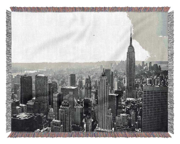 New York City Skyscrapers B n W Woven Blanket