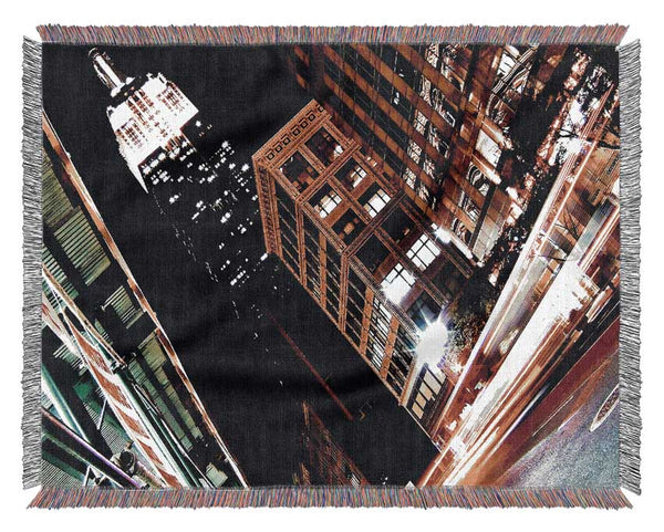 New York City 5Th Avenue Empire State View Woven Blanket