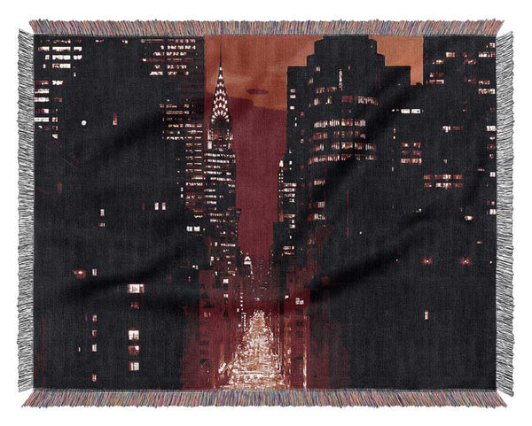 New York City 5Th Avenue Rush Hour Red Woven Blanket