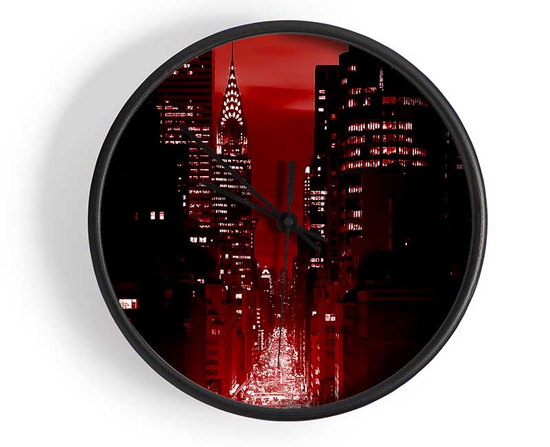 New York City 5Th Avenue Rush Hour Red Clock - Wallart-Direct UK