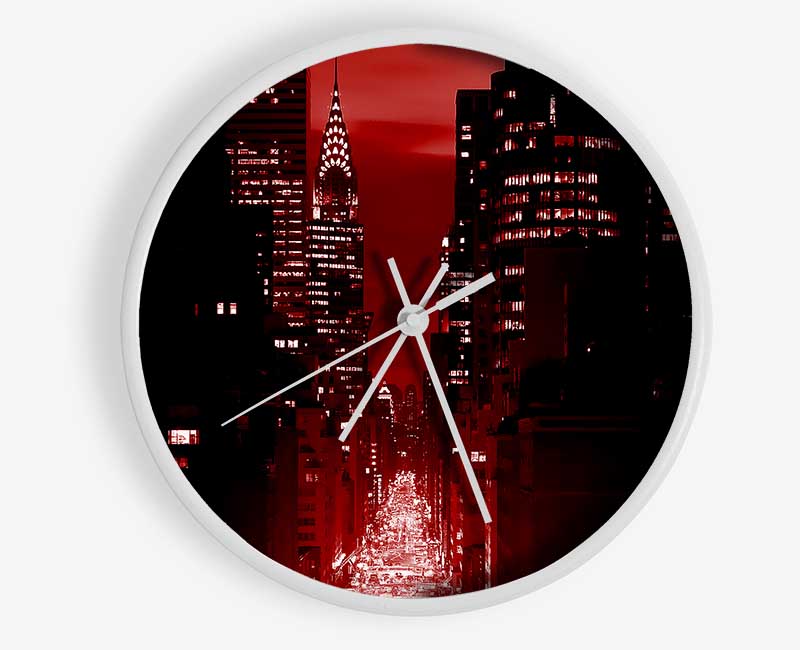 New York City 5Th Avenue Rush Hour Red Clock - Wallart-Direct UK