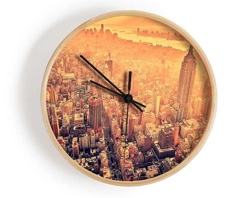 New York City Aerial View Retro Clock - Wallart-Direct UK