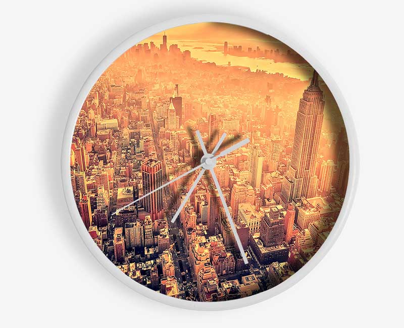 New York City Aerial View Retro Clock - Wallart-Direct UK