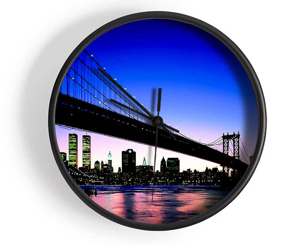 New York City Afar Blue Clock - Wallart-Direct UK