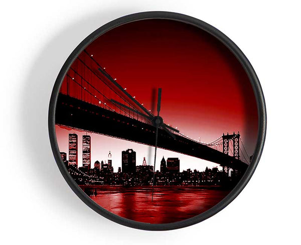 New York City Afar Red Clock - Wallart-Direct UK