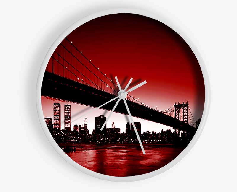 New York City Afar Red Clock - Wallart-Direct UK