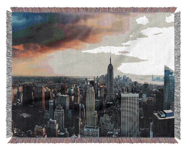 New York City As The Sun Comes Up Woven Blanket