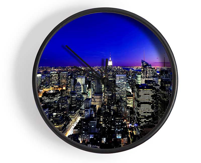 New York City Blue Ariel View Clock - Wallart-Direct UK